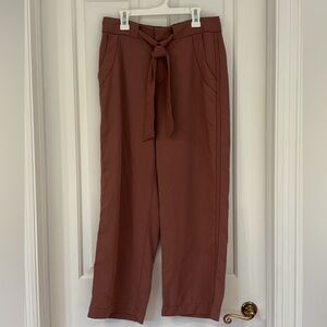 BDG Urban Outfitters Rosy-Brown Flowy Cropped Tie Paper Bag High-Rise Trousers